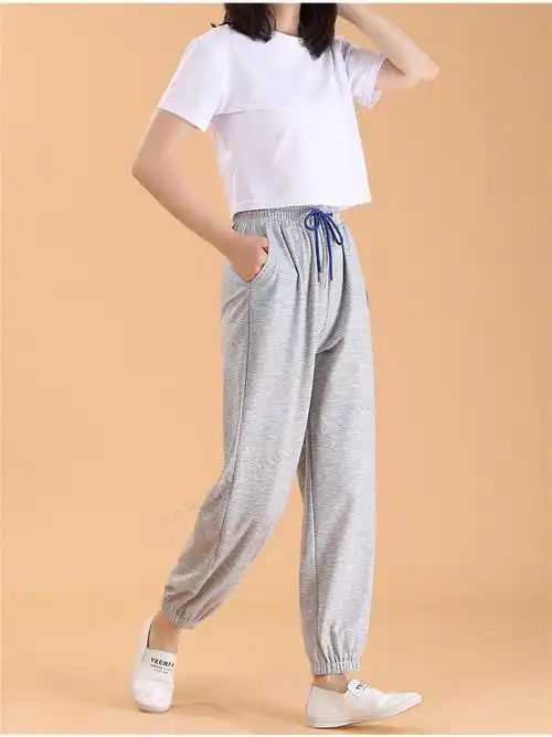 琢蔲3616春夏新款休闲裤女式运动裤夏季薄款束脚裤灯笼裤时尚女装中