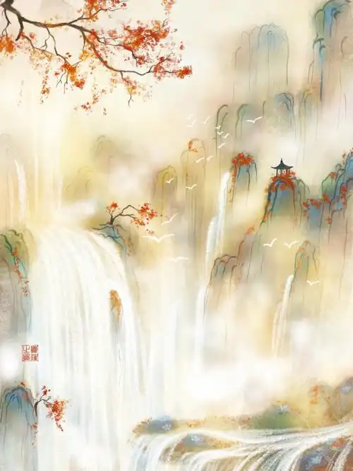 古风风景插画附过程图