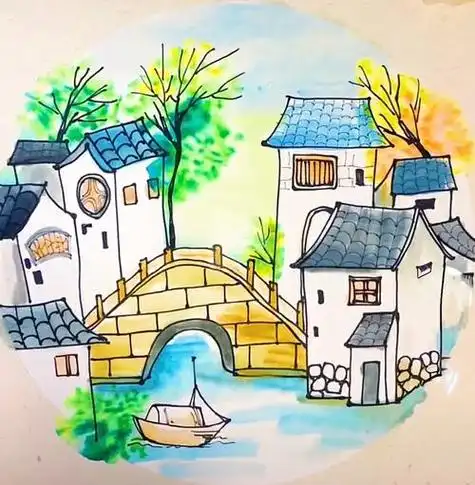 《江南水乡》秋日江南水乡主题画作品完成完成啦,你们也动手试一试画