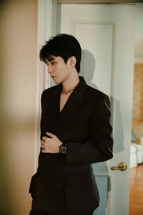 王俊凯 黑色v领西装