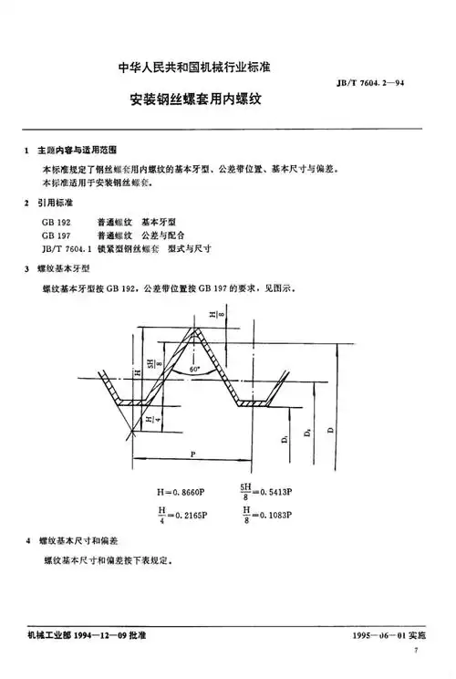 jbt760421994安装钢丝螺套用内螺纹