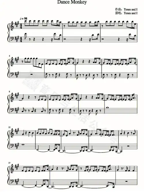 dancemonkey钢琴谱