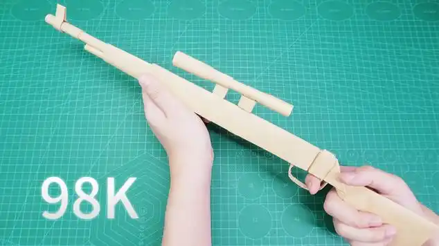 用a4纸折的98k毛瑟步枪,吃鸡神器,造型超帅!