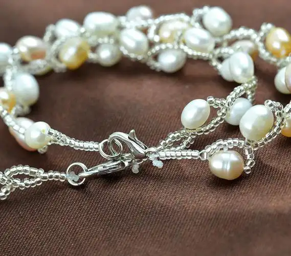 手工编织珍珠手链 简约轻巧米珠式天然淡水珍珠女士手链 101013