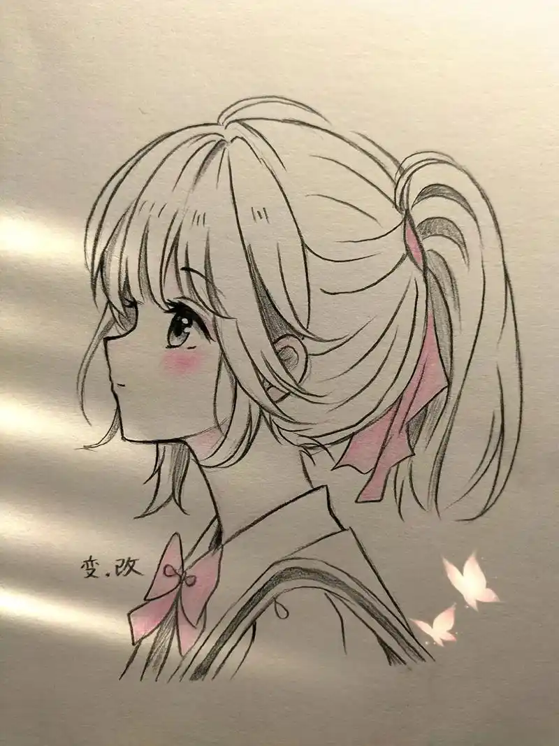 过程图教你画侧脸女生."原来人也有保质期"#临摹 #过程图教 - 抖音