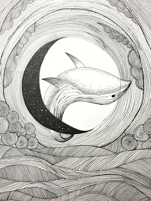 控笔训练控笔练习线条画素材海豚