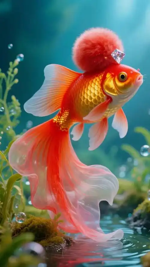 选一张金鱼公主图片做手机壁纸,以后必将福气满满,富贵有鱼!