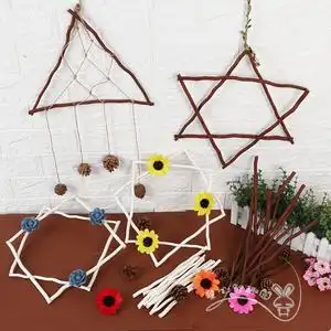 树枝创意手工挂饰 幼儿园走廊班级田园风环境布置吊饰天然干树枝