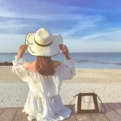 ins风优质海边背影女生头像