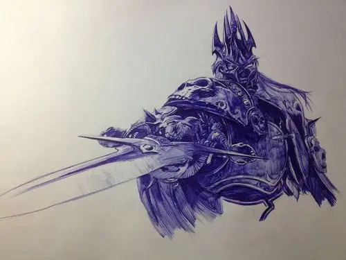 魔兽世界巫妖王,圆珠笔手绘