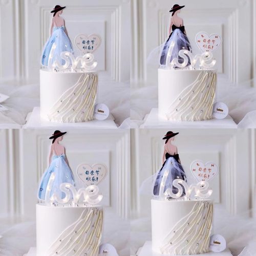 女神蛋糕装饰插件美女妈妈背影裙子烘焙插牌母亲节生日甜品台配件