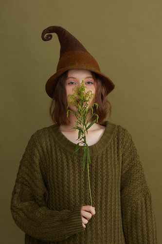 瘦瘦家羊毛湿毡制作大地魔法魔法师师高筒帽万圣节帽子