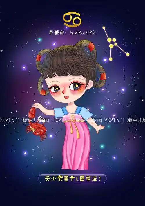 q版手绘汉服卡通12星座设计