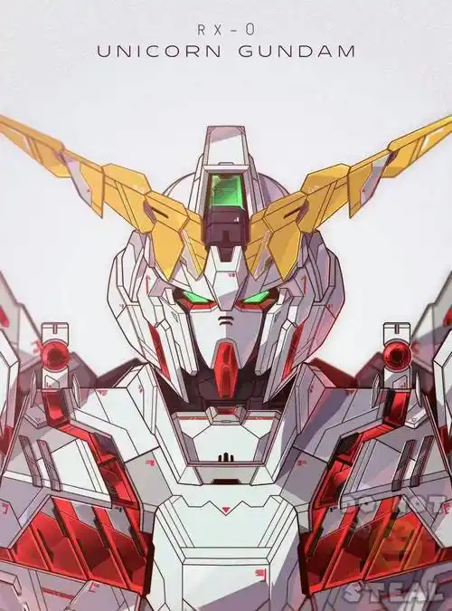 独角兽高达各形态头像插画_骨架