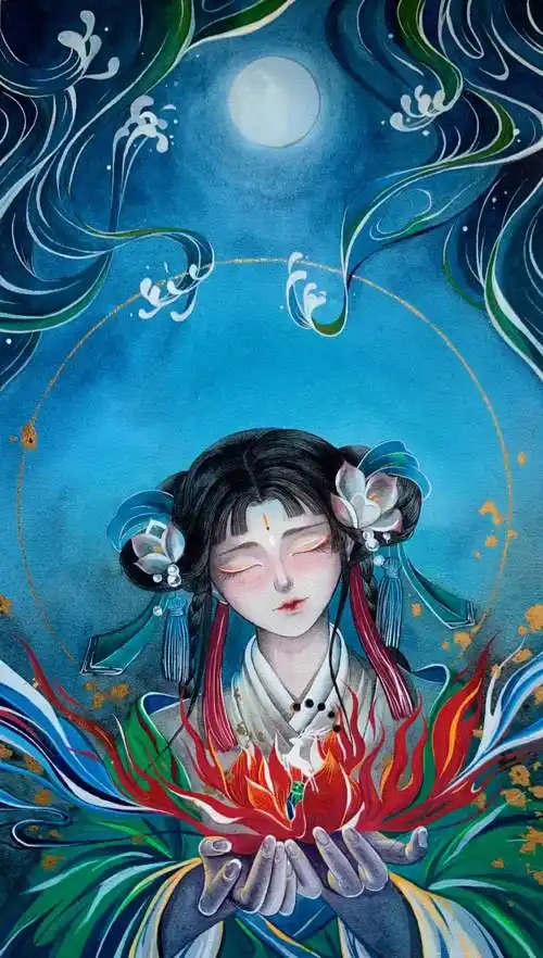 水彩画人物女孩古风图片水彩画古风少女