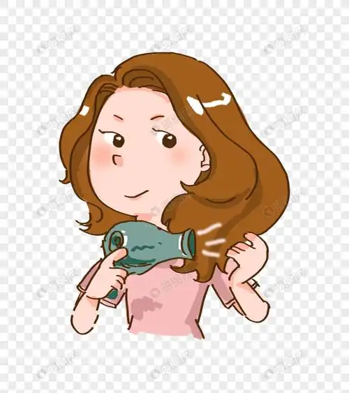 吹头发的小女孩