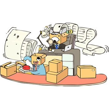 快递与包裹忙碌插画