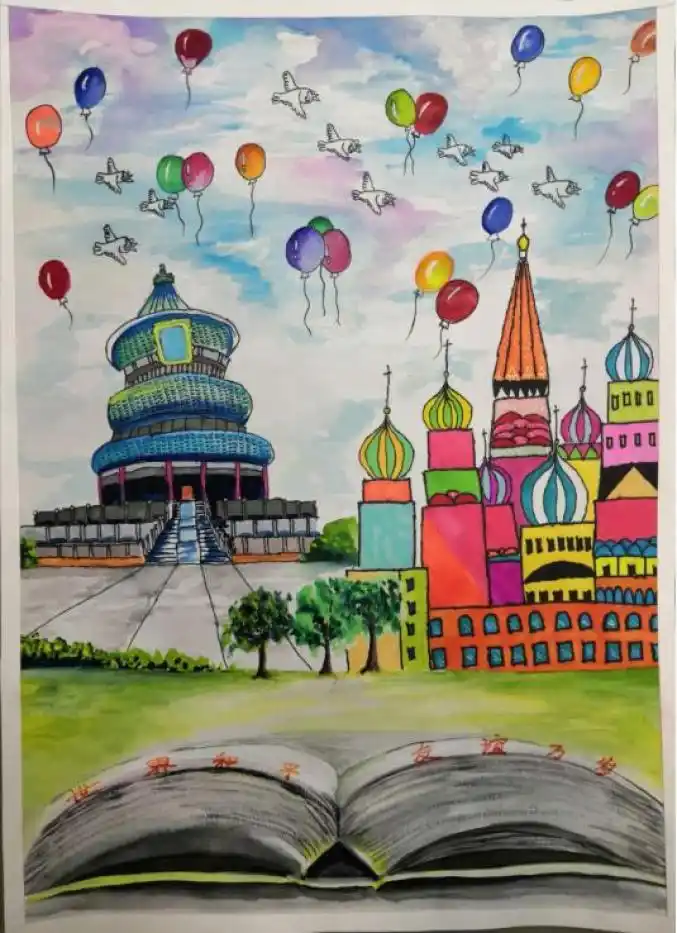 本次中俄"儿童笔下的和平与友谊"系列活动包括画展,作文比赛,微视频