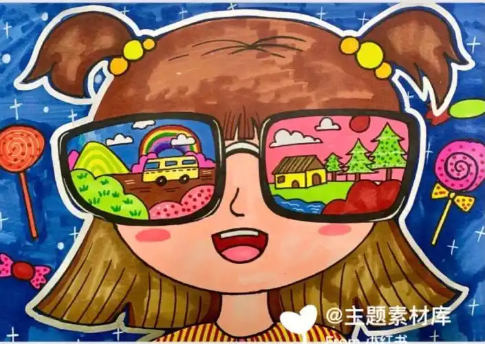 创意美术  #可爱简笔画  #创意儿童画  #看眼睛的世界  #少儿创意