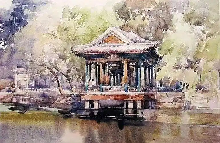 古镇老街水彩写生