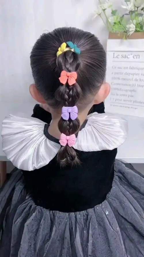 儿童编发:早起三分钟就可以搞定的花式马尾辫,上学这么扎,简单又好看