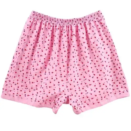 纯棉夏薄款透气四角爸爸妈妈内裤中老年男女士平角全棉宽松裤头衩