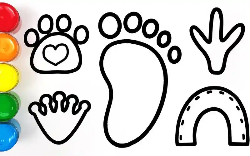 活动  创意填色儿童简笔画 2分钟教宝宝画和识别5种不同的脚印 都认识