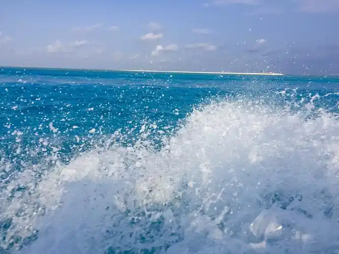 快艇激起的浪花