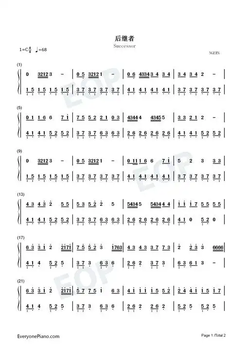 后继者c调简单版好像那时我们都在当时的事都记了起来双手简谱预览1