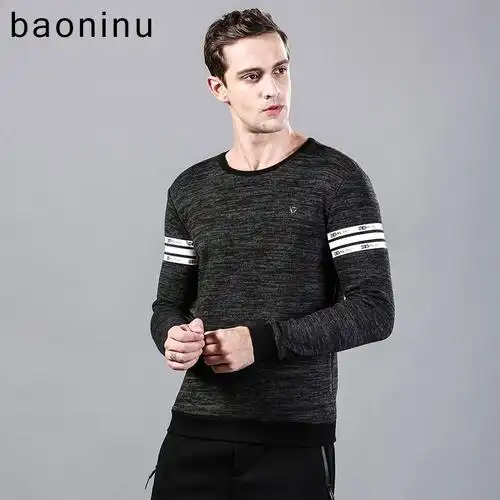 宝尼奴-男装卫衣时尚休闲竹节超柔加绒.时尚保暖兼顾m6944