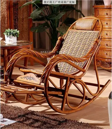 藤摇椅阳台藤椅休闲椅真藤躺椅实木摇椅午睡椅藤木逍遥椅睡椅