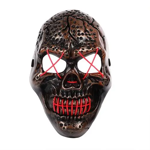 万圣节恐怖骷髅头面具假面舞会创意led发光面具仿真成人整蛊面罩