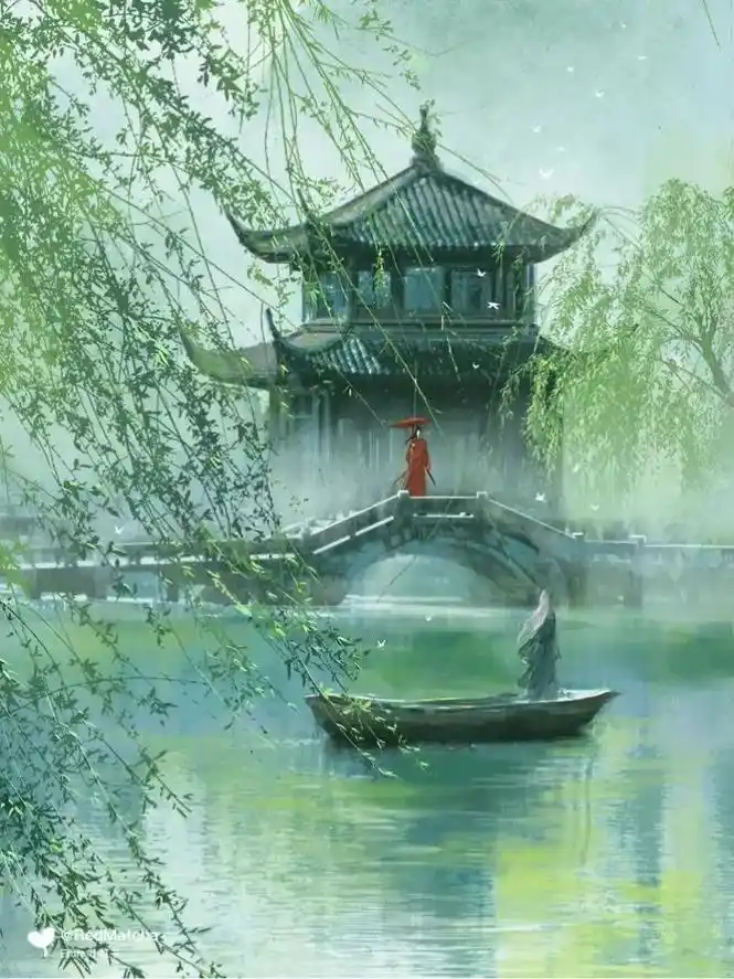 烟雨入江南redmatcha古风插画
