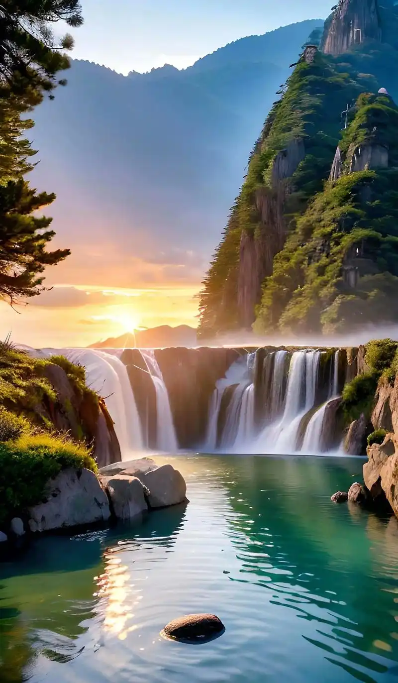 壁纸 风景 旅游 瀑布 山水 桌面 1440_2470 竖版 竖屏 手机