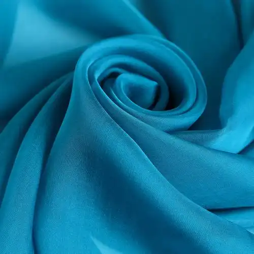 孔雀蓝色丝巾百搭春秋真丝围巾薄款纱巾长款围巾