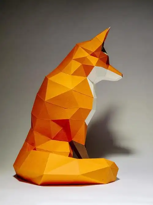 立体狐狸几何折纸3d模型纸雕构成diy手工其他类型纸模