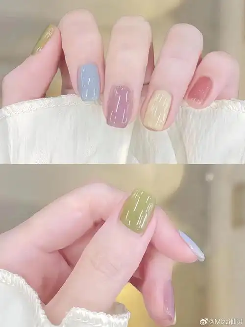 撞色美甲跳色美甲|||夏日多巴胺配色来啦～可可爱爱的高级又耐看99