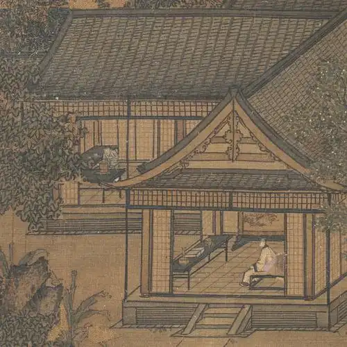 翰墨茶情18南宋刘松年四景山水图