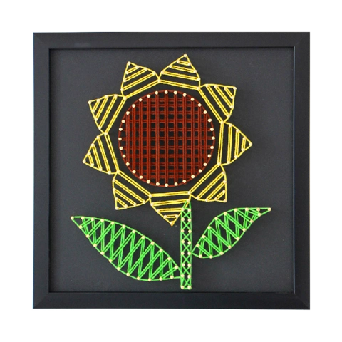 向日葵 钉子绕线画diy材料成品 毛线缠绕画手工课装饰画纱线弦丝