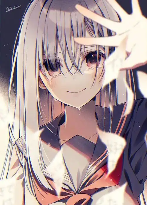 p站画师oshioshio笔下二次元哭泣少女插画图片壁纸