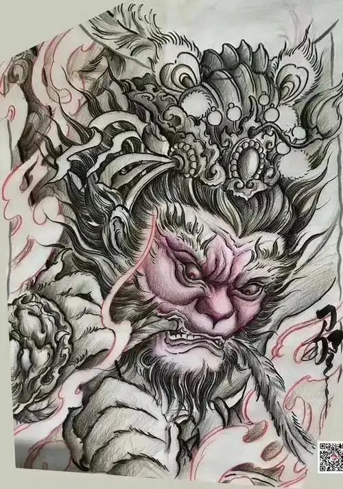 猴子纹身手稿,纹身电话15755722152