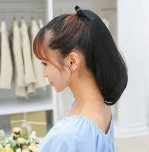 夏季时尚蓬松短马尾 内扣微卷短发马尾 梨花卷马尾 假发女 哑光