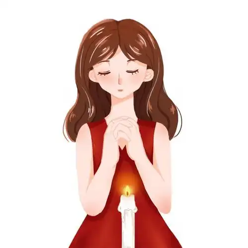 卡通女孩在蜡烛面前许愿8485722png图片素材