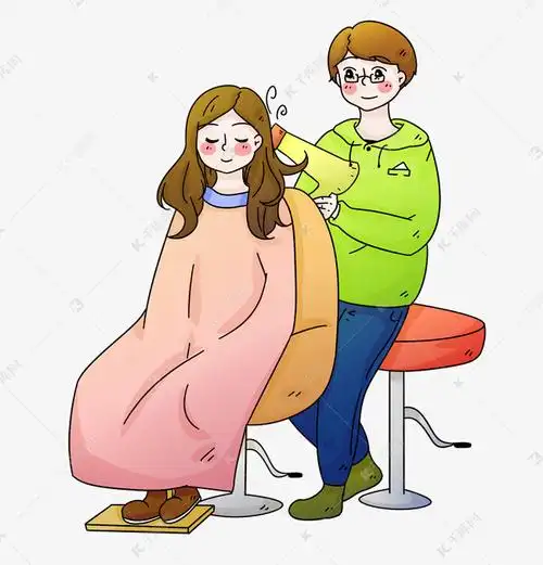 理发吹头发的女孩