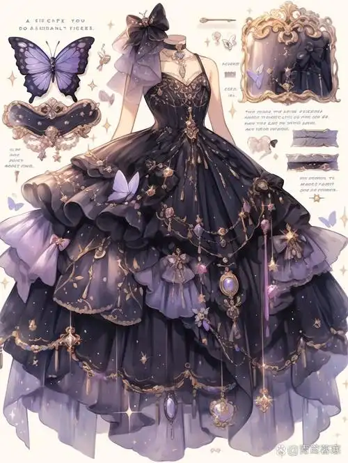 婚纱礼服服装设计图参考素材midjourney