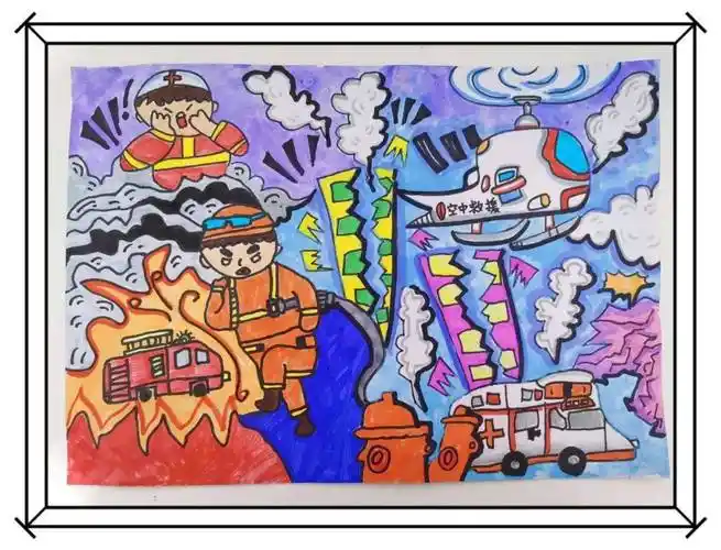 "童心画安全"防灾减灾绘画征集大赛作品展播(五)_画笔_少儿_赵泽睿
