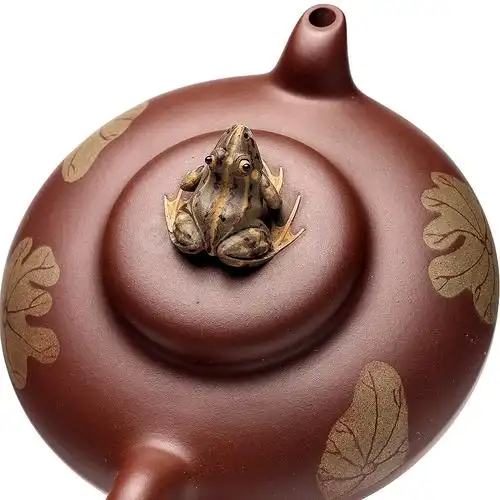 宜兴名家李涵鸣紫砂壶作品《青蛙荷叶壶》原矿全手工优惠全场包邮真品