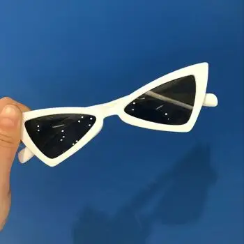 港味凹造型太阳镜2019新款潮流时尚三角形猫眼眼镜男女 白色