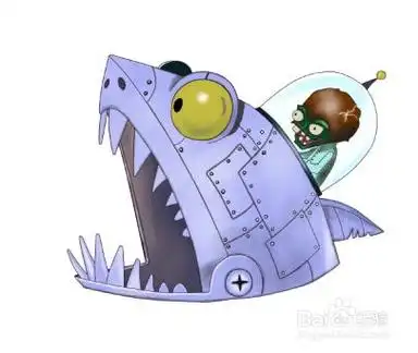 彩色简笔画植物大战僵尸鲨鱼僵尸博士的画法