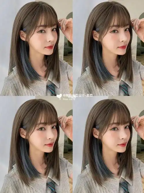 女生清新减龄锁骨发推荐搭配挂耳染隐藏染